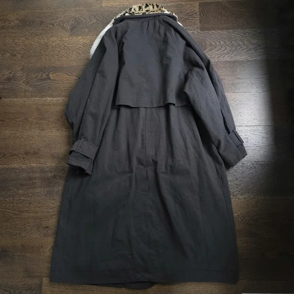 NWOT Free People X Revolve Oversized Leopard Cheetah Faux Fur Collar Trench - Picture 10 of 11